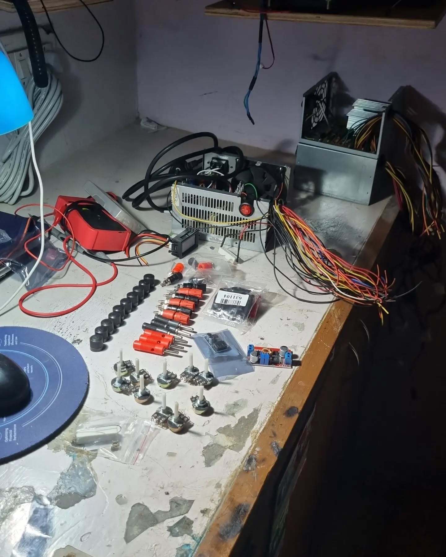 Components laid out for the build
